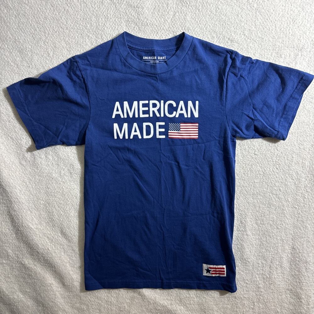 American Giant Shirt Mens XS Blue American Made Flag Graphic Tagless Tee USA